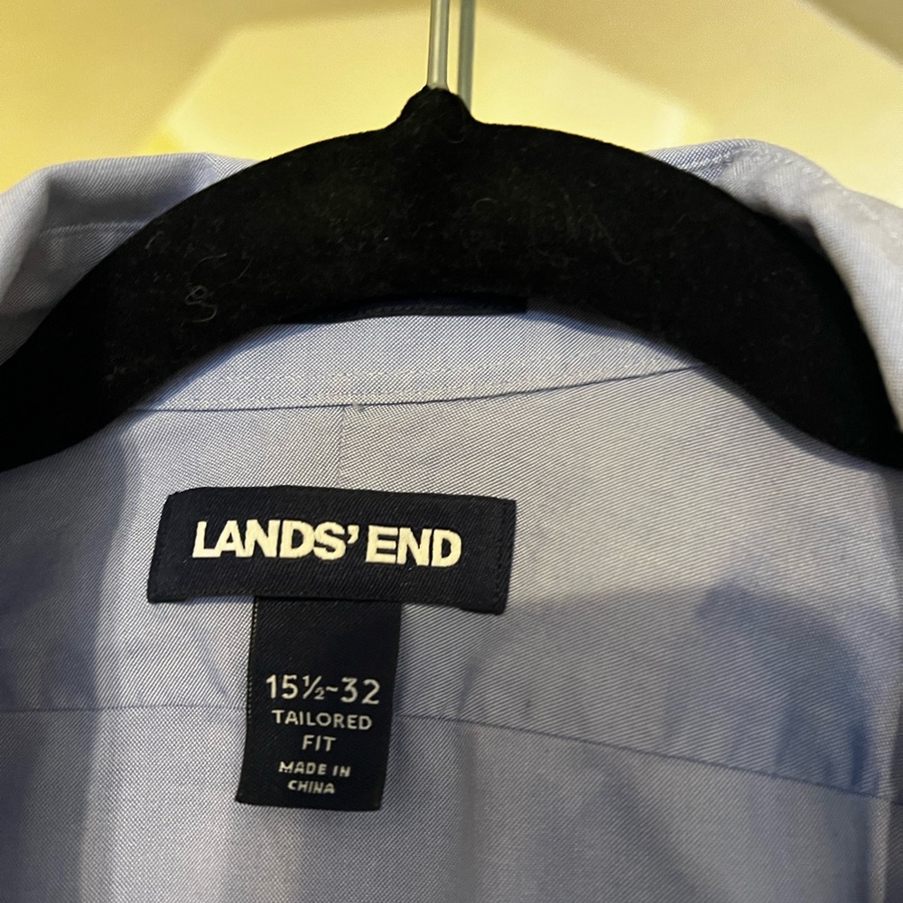 Lands' End Blue Dress Shirt Classic Style